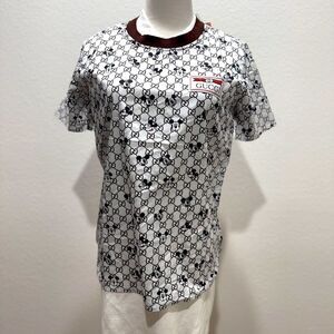 Designer Mickey Logo Monogram‎ top in Brown and White